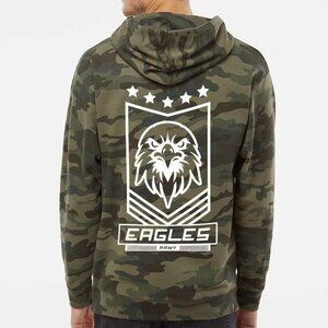 NEW Philadelphia Eagles Fan Army Front Back Print Pullover Hoodie WOODLAND CAMO